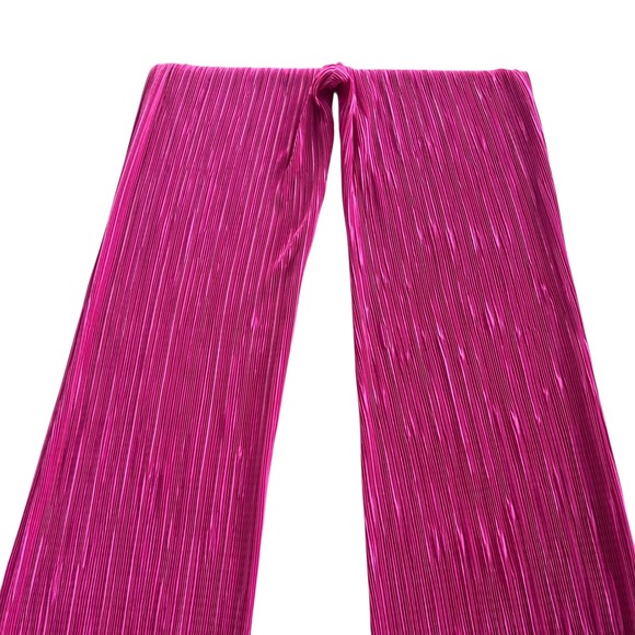 LV LuxyVogue Women S Pink Pleated Wide Leg Gold Greek Key Stretch Waistband Pant - Picture 12 of 16